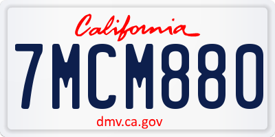 CA license plate 7MCM880