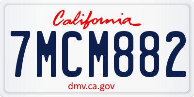 CA license plate 7MCM882