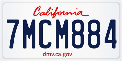 CA license plate 7MCM884