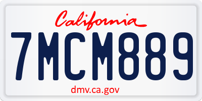 CA license plate 7MCM889
