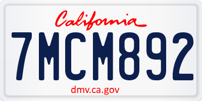 CA license plate 7MCM892