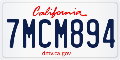 CA license plate 7MCM894