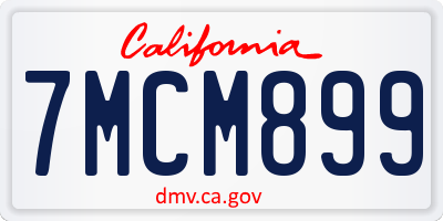 CA license plate 7MCM899