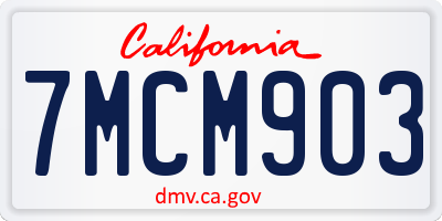 CA license plate 7MCM903