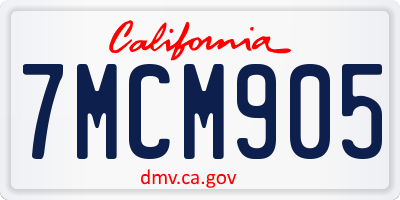 CA license plate 7MCM905