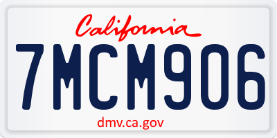 CA license plate 7MCM906