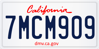 CA license plate 7MCM909