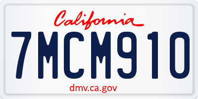 CA license plate 7MCM910