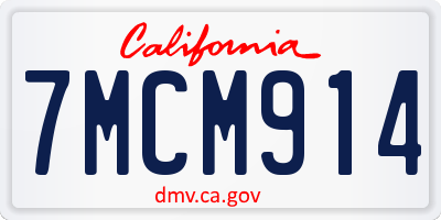 CA license plate 7MCM914