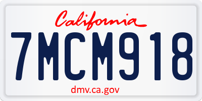 CA license plate 7MCM918