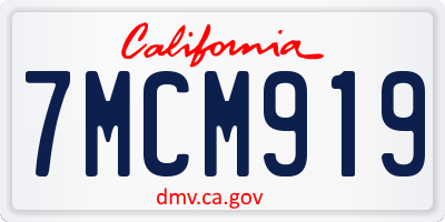 CA license plate 7MCM919