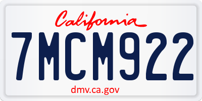 CA license plate 7MCM922