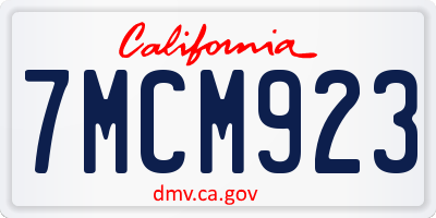 CA license plate 7MCM923