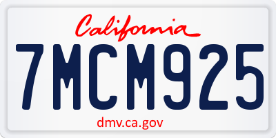 CA license plate 7MCM925