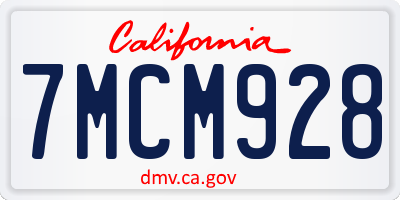 CA license plate 7MCM928