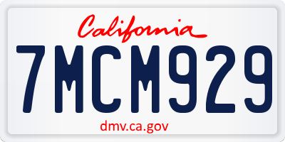 CA license plate 7MCM929