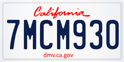 CA license plate 7MCM930