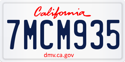 CA license plate 7MCM935