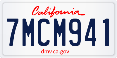 CA license plate 7MCM941