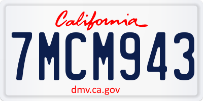 CA license plate 7MCM943