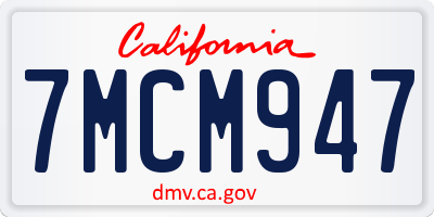 CA license plate 7MCM947