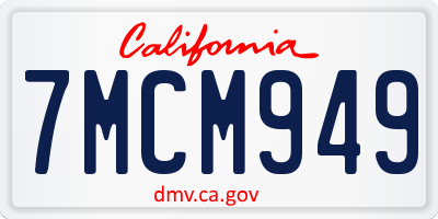 CA license plate 7MCM949