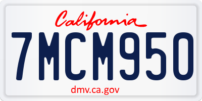 CA license plate 7MCM950