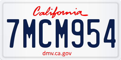CA license plate 7MCM954