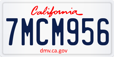 CA license plate 7MCM956