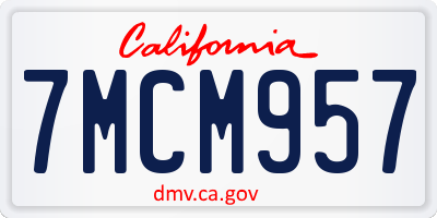CA license plate 7MCM957