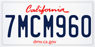 CA license plate 7MCM960
