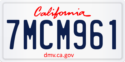 CA license plate 7MCM961