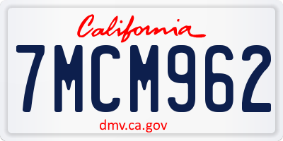CA license plate 7MCM962