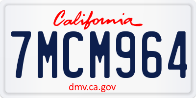 CA license plate 7MCM964
