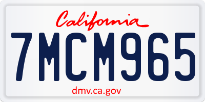 CA license plate 7MCM965