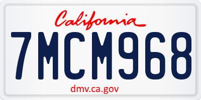 CA license plate 7MCM968