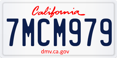 CA license plate 7MCM979