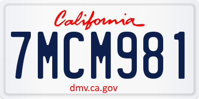 CA license plate 7MCM981