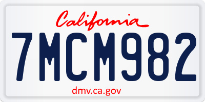 CA license plate 7MCM982