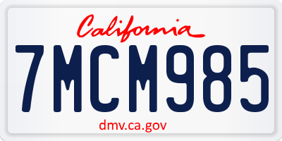 CA license plate 7MCM985