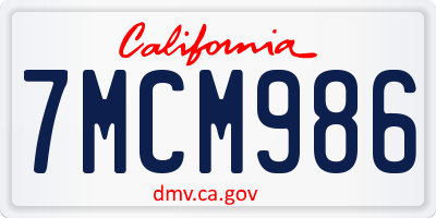 CA license plate 7MCM986