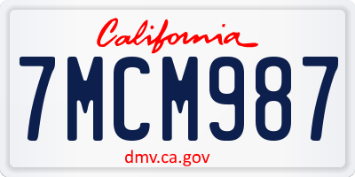 CA license plate 7MCM987