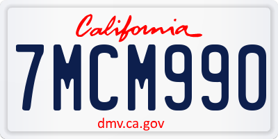 CA license plate 7MCM990