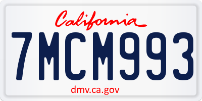 CA license plate 7MCM993