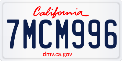 CA license plate 7MCM996