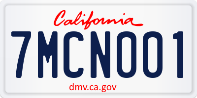 CA license plate 7MCN001