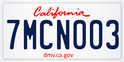 CA license plate 7MCN003