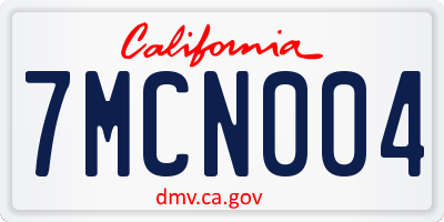 CA license plate 7MCN004