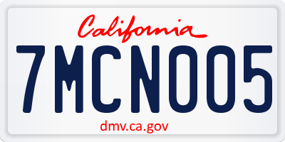 CA license plate 7MCN005