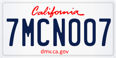 CA license plate 7MCN007